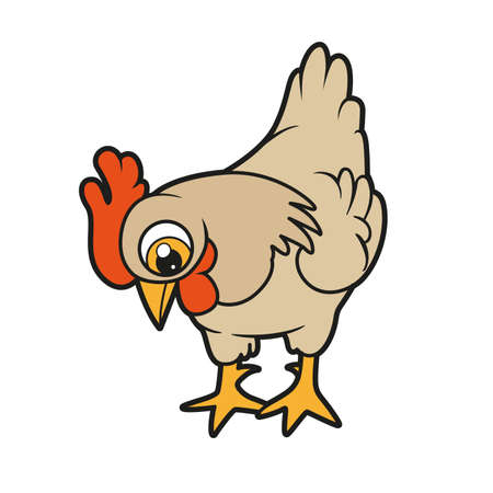 Cute cartoon hen color variation for coloring book on white backgroundのイラスト素材