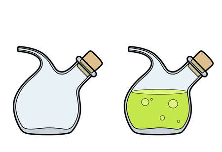 Chemical equipment glass Shuster Dropper for drip dispensing of non-viscous liquids color variation for coloring pageのイラスト素材
