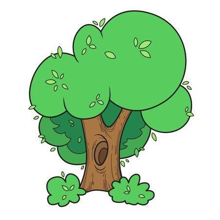 Big deciduous tree color variation for coloring page isolated on white backgroundのイラスト素材