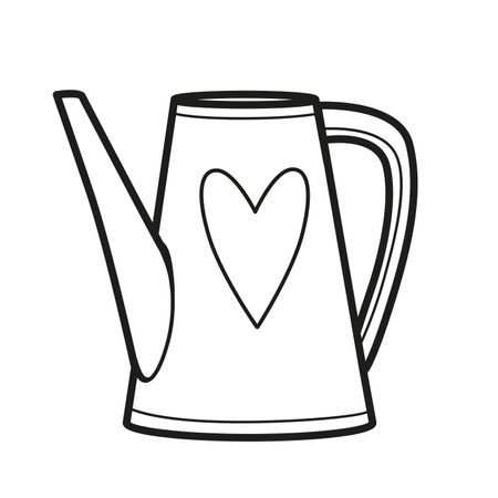 Watering can for watering home flowers outlined for coloring page on a white backgroundのイラスト素材