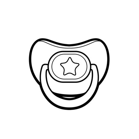 Baby pacifier with asterisk drawing linear drawing for coloring book or iconのイラスト素材
