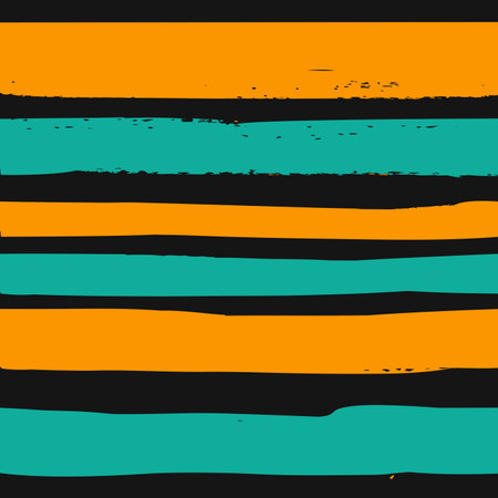 Seamless pattern from abstract long green and orange textured elements brush strokes on black backgroundのイラスト素材