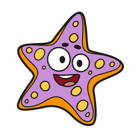 Cute cartoon starfish color variation for coloring page isolated on white backgroundのイラスト素材