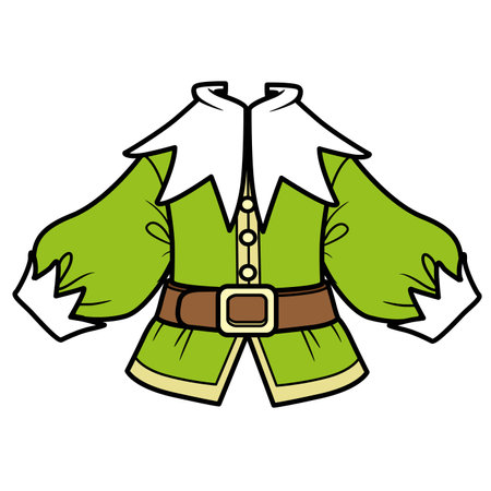 Elegant green cardigan for the New Year's Elf costume with with large scalloped collar and cuffsのイラスト素材