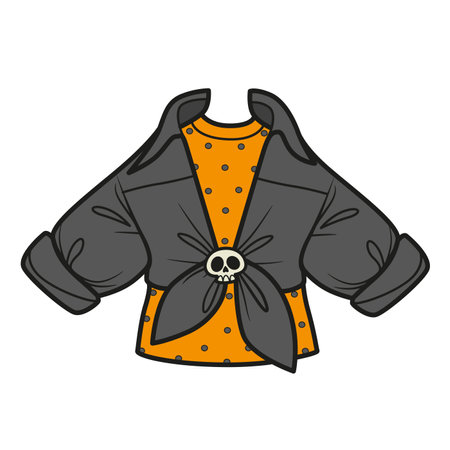 Shirt tied in a knot on the stomach with skull buckle wearing the surface of the T-shirt color variationのイラスト素材