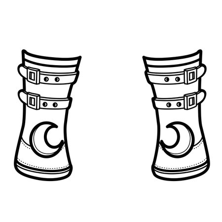 Witch's boots with half-moon buckles and small strapsのイラスト素材