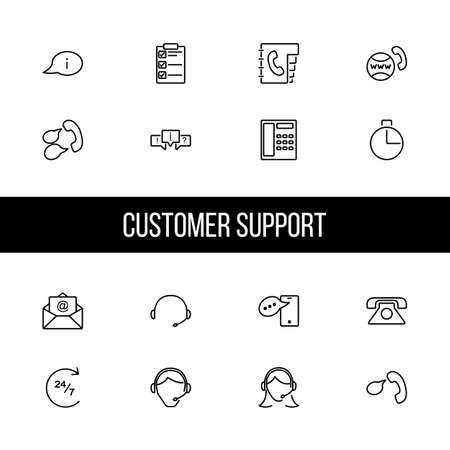 All day customer support icons set. Illustration of 9 all day customer support vector icons for web.のイラスト素材