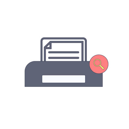 Document, paper, print, printer, printing, search icon. Vector illustrationのイラスト素材
