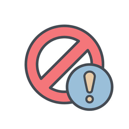 Block cancel lock stop warning icon. Vector illustrationのイラスト素材
