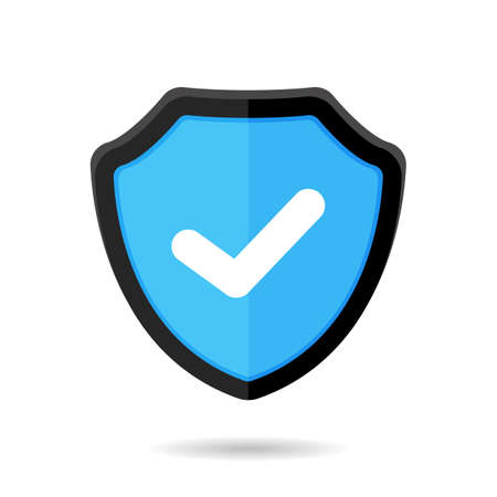 Check firewall protection security shield icon. Vector illustrationのイラスト素材