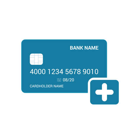 Add bank card plus icon. Vector illustrationのイラスト素材