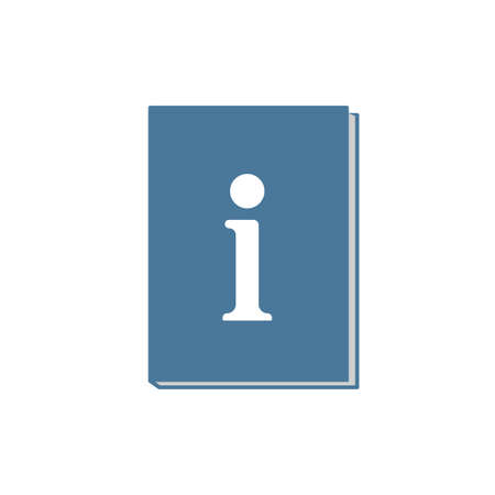Book icon with information sign. Book icon and about, faq, help, hint concept. Vector iconのイラスト素材