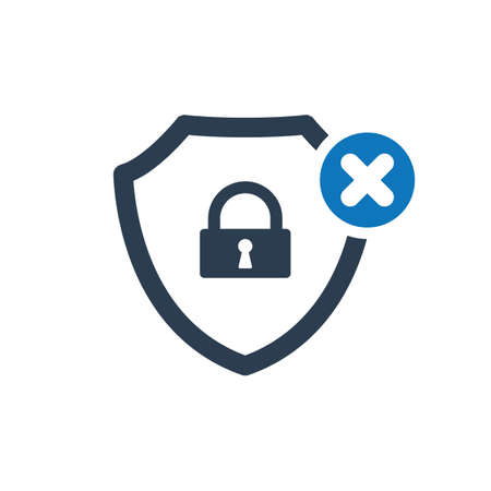 Security icon with cancel sign. Security icon and close, delete, remove symbol. Vector iconのイラスト素材