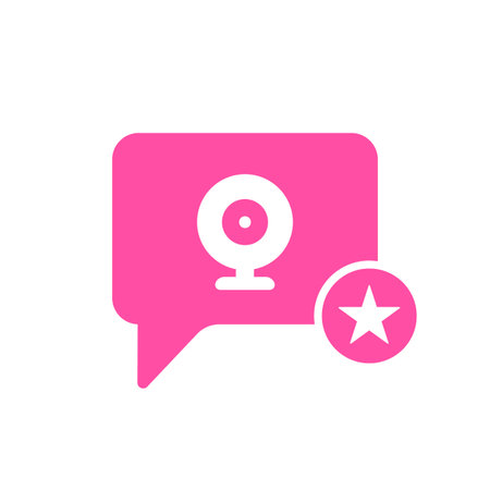 Video Chat icon with star sign. Video Chat icon and best, favorite, rating symbol. Vector iconのイラスト素材