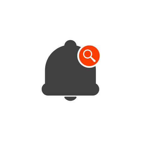 Notification icon with research sign. Notification icon and explore, find, inspect symbol. Vector iconのイラスト素材