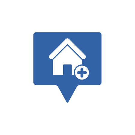 Address icon with add sign. Address icon and new, plus, positive symbol. Vector iconのイラスト素材