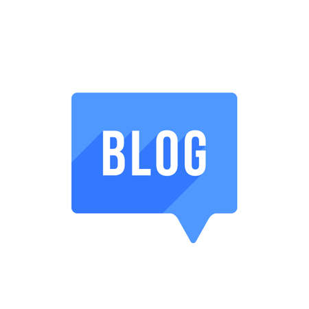 Blog text written in blue speech bubble.のイラスト素材