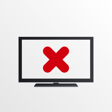 TV icon with cancel sign. TV icon and close, delete, remove symbol. Vector icon illustration.のイラスト素材