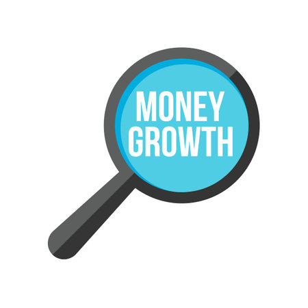Money Growth Word Magnifying Glass. Vector illustrationのイラスト素材