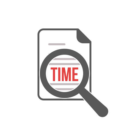 Time Word Magnifying Glass. Vector illustrationのイラスト素材