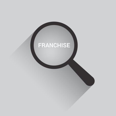 Finance Concept of Magnifying Optical Glass With Words Franchise. Vector illustrationのイラスト素材