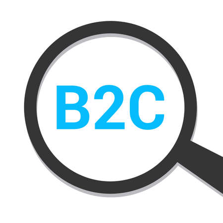 Business Concept: Magnifying Optical Glass With Words B2c. Vector illustrationのイラスト素材