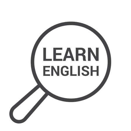 Magnifying Optical Glass With Words Learn English. Vector illustrationのイラスト素材