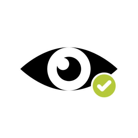 View icon with check sign. View icon and approved, confirm, done, tick, completed symbol. Vector illustrationのイラスト素材