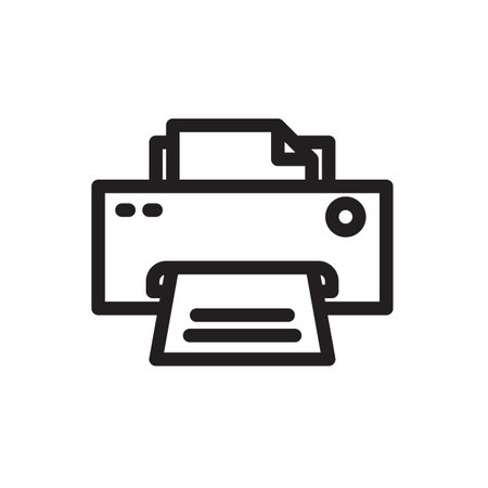 Printer icon, technology icon. Outline bold, thick line style, 4px strokes rounder edges. Vector...