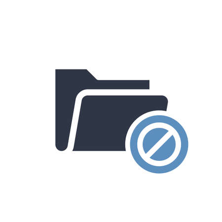 Folder icon, business icon with not allowed sign. Folder icon and block, forbidden, prohibit symbol. Vector illustrationのイラスト素材