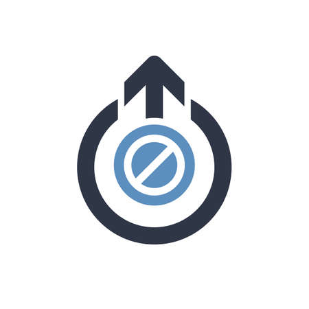 Logout icon, signs icon with not allowed sign. Logout icon and block, forbidden, prohibit symbol. Vector illustrationのイラスト素材