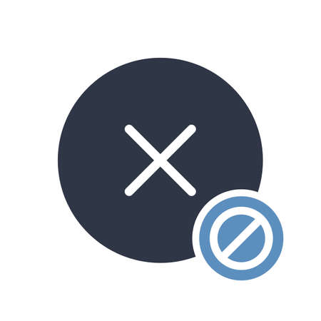 Cancel icon, signs icon with not allowed sign. Cancel icon and block, forbidden, prohibit symbol. Vector illustrationのイラスト素材