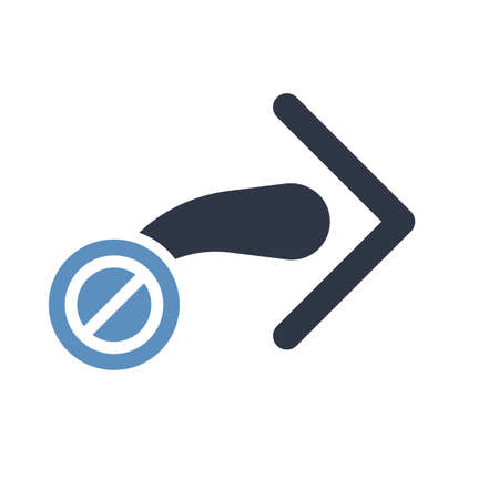 Next icon, arrows icon with not allowed sign. Next icon and block, forbidden, prohibit symbol. Vector illustrationのイラスト素材