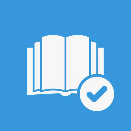 Book icon, education icon with check sign. Book icon and approved, confirm, done, tick, completed symbol. Vector illustrationのイラスト素材