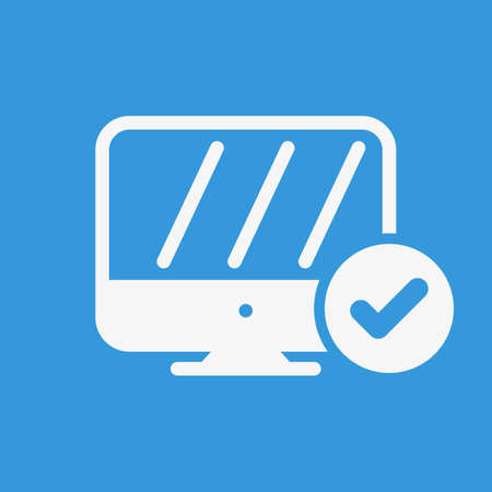 Monitor icon, technology icon with check sign. Monitor icon and approved, confirm, done, tick, completed symbol. Vector illustrationのイラスト素材