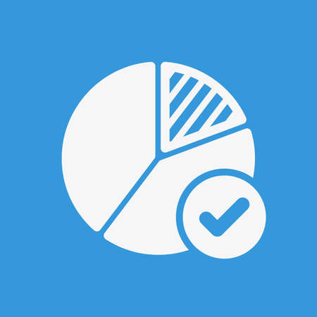 Pie chart icon, business icon with check sign. Pie chart icon and approved, confirm, done, tick, completed symbol. Vector illustrationのイラスト素材