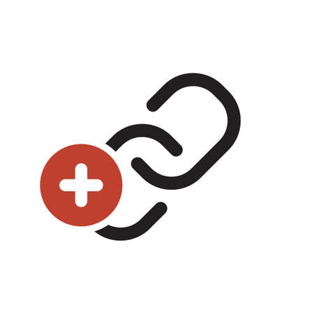Link icon, multimedia icon with add sign. Link icon and new, plus, positive symbol. Vector illustrationのイラスト素材