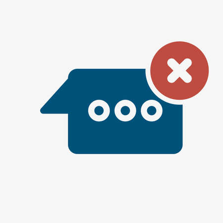 Chat icon, multimedia icon with cancel sign. Chat icon and close, delete, remove symbol. Vector illustrationのイラスト素材