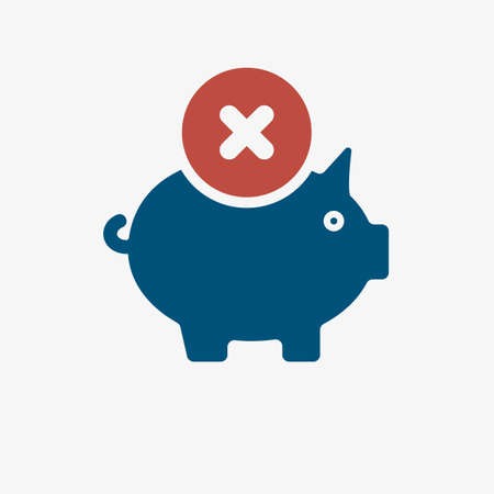 Piggy bank icon, business icon with cancel sign. Piggy bank icon and close, delete, remove symbol. Vector illustrationのイラスト素材
