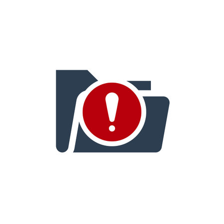 Folder icon, business icon with exclamation mark. Folder icon and alert, error, alarm, danger...