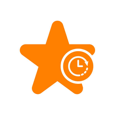 Star icon, signs icon with clock sign. Star icon and countdown, deadline, schedule, planning symbol. Vector illustrationのイラスト素材