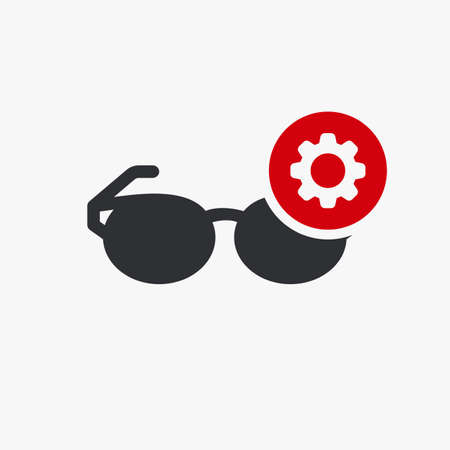 Glasses icon, Tools and utensils icon with settings sign. Glasses icon and customize, setup, manage, process symbol. Vector illustrationのイラスト素材