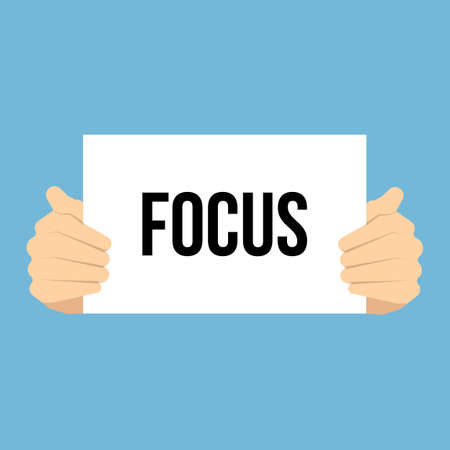 Man showing paper FOCUS text. Vector illustrationのイラスト素材