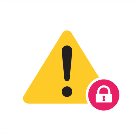 Warning triangle icon, Error, alert, problem, failure icon with padlock sign. Warning triangle icon...
