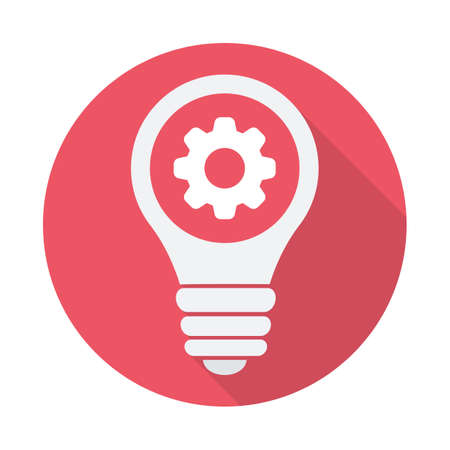 Light Bulb icon, Idea, solution, thinking icon with settings sign. Light Bulb icon and customize, setup, manage, process symbol. Vectorのイラスト素材