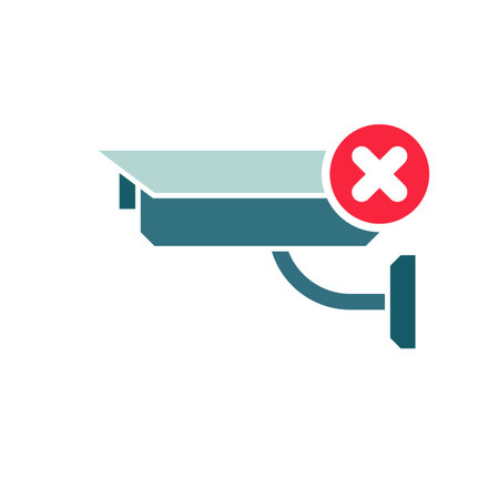 CCTV Camera icon, Security Surveillance icon with cancel sign. CCTV Camera icon and close, delete,...