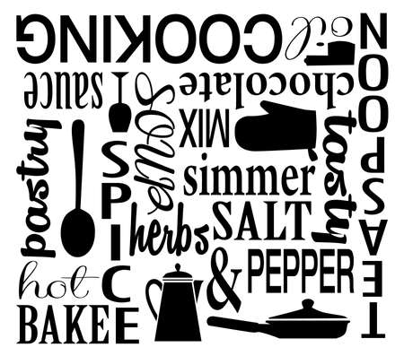 Cooking the the Kitchen Vector Word Art Collageのイラスト素材
