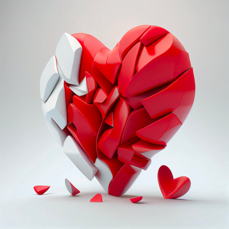 Broken heart. 3D illustration. Valentine's day concept. Valentines Day Concept. Generative AIの写真素材