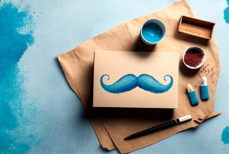 Greeting card of Watercolor design for Father's Day with a moustache. Generative AIの写真素材