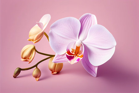 Beautiful pink orchid on a pink background. Generative AIの素材